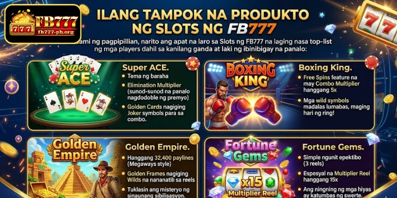 Ilang inirerekomendang produkto Slots ng FB777
