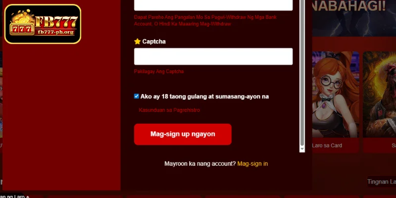 Mga Hakbang para Magrehistro sa FB777